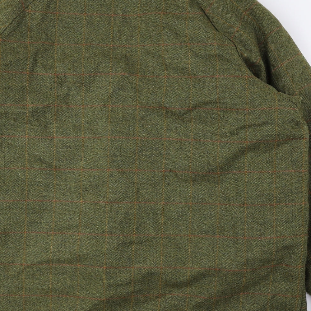 Bronte Mens Green Plaid Overcoat Coat Size XL Snap