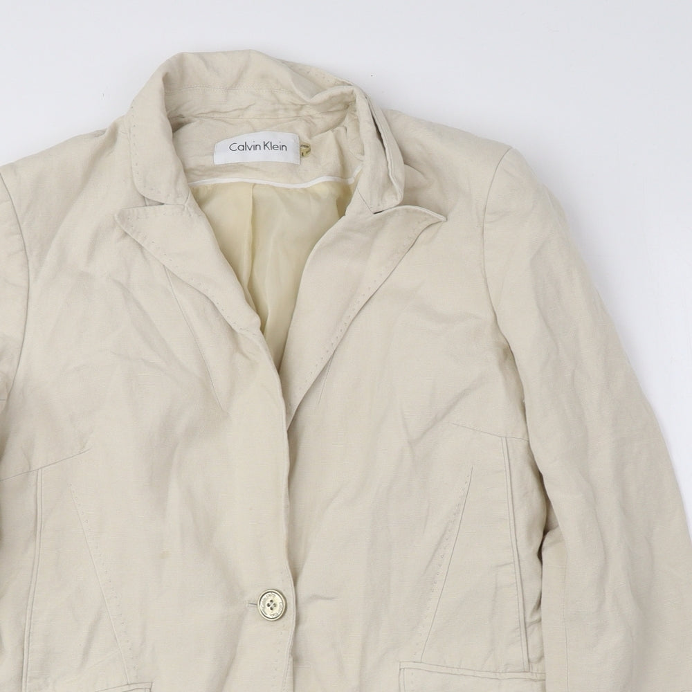 Calvin Klein Womens Ivory Jacket Blazer Size 8 Button