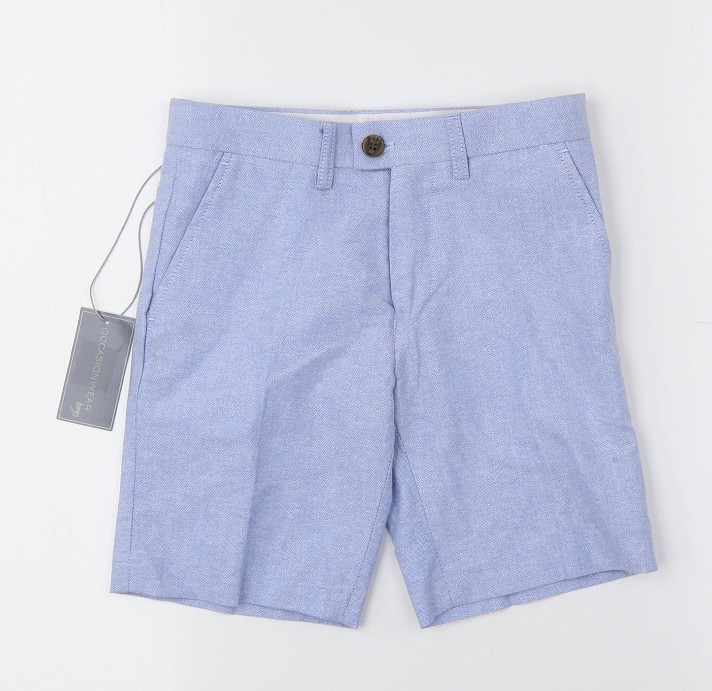 Matalan Boys Blue Cotton Chino Shorts Size 5 Years Regular Zip