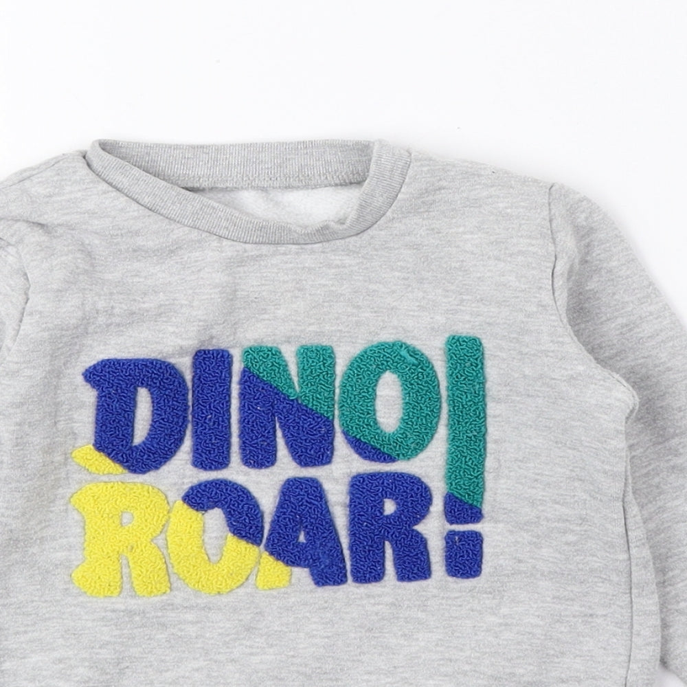 Matalan Baby Multicoloured Cotton Pullover Jumper Size 12-18 Months Snap - Dino Roar