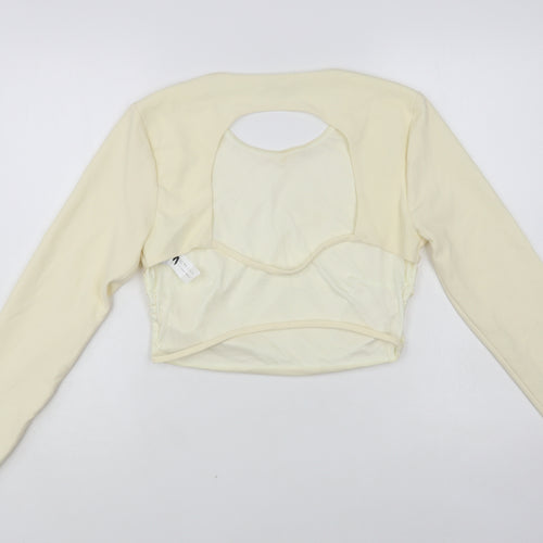 Zara Womens Ivory Polyester Cropped Blouse Size L Round Neck - Open Back