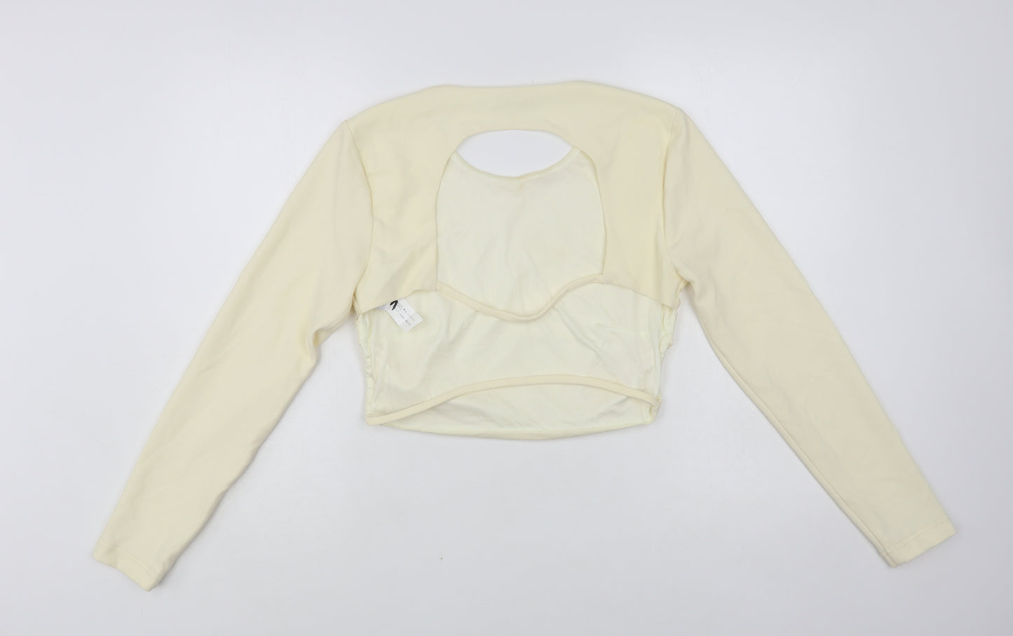 Zara Womens Ivory Polyester Cropped Blouse Size L Round Neck - Open Back