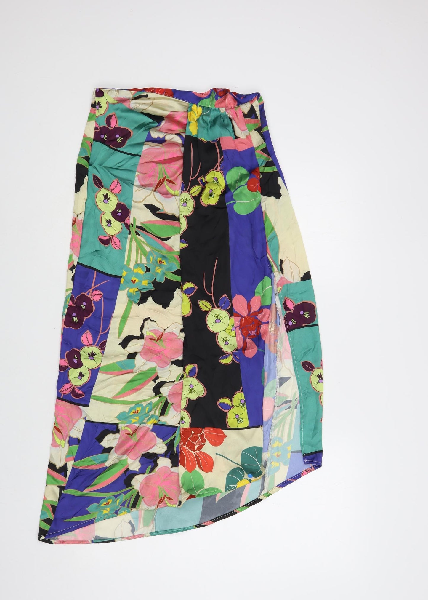 Zara Womens Multicoloured Floral Polyester A-Line Skirt Size S Zip