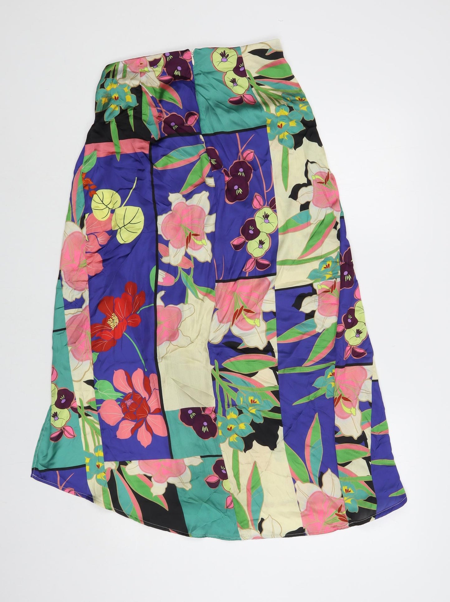 Zara Womens Multicoloured Floral Polyester A-Line Skirt Size S Zip