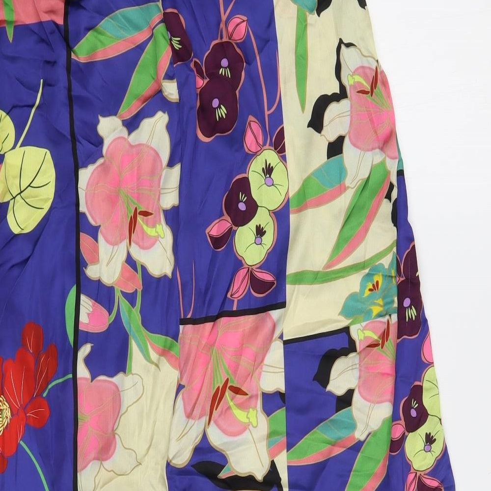 Zara Womens Multicoloured Floral Polyester A-Line Skirt Size S Zip