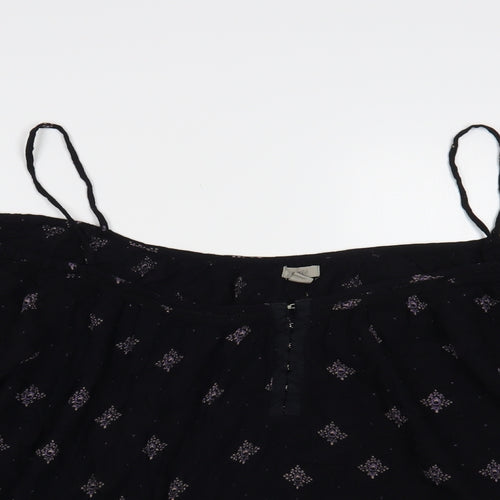 Ecote Womens Black Geometric Viscose Basic Blouse Size L Off the Shoulder