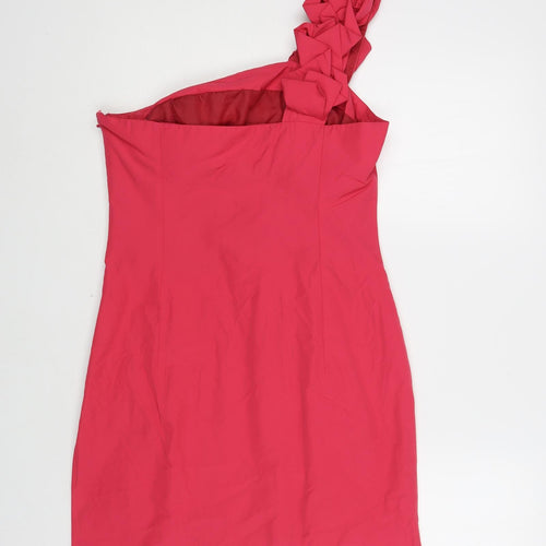 ASOS Womens Pink Polyester Mini Size 12 One Shoulder Zip