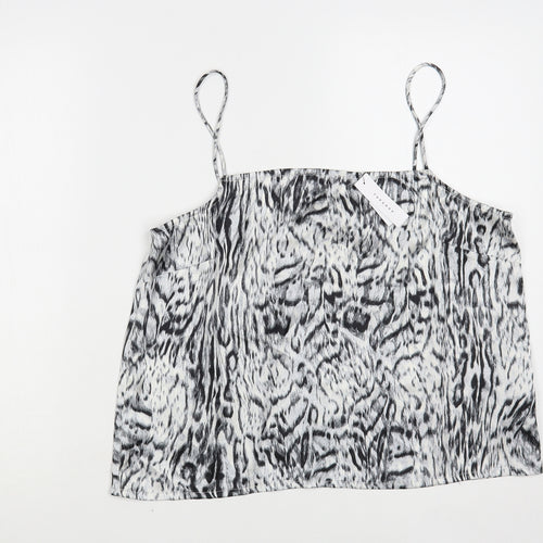 Topshop Womens Grey Animal Print Polyester Camisole Blouse Size M Square Neck