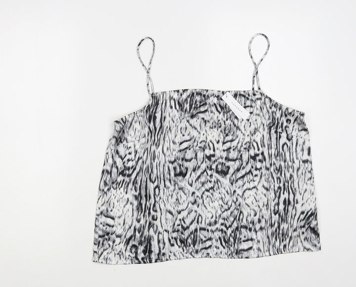 Topshop Womens Grey Animal Print Polyester Camisole Blouse Size M Square Neck