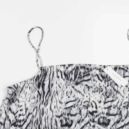 Topshop Womens Grey Animal Print Polyester Camisole Blouse Size M Square Neck