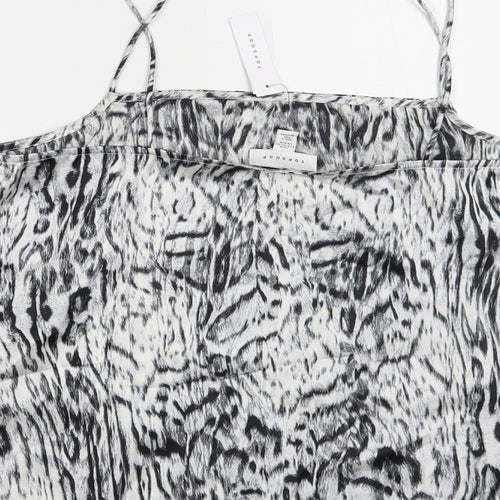 Topshop Womens Grey Animal Print Polyester Camisole Blouse Size M Square Neck