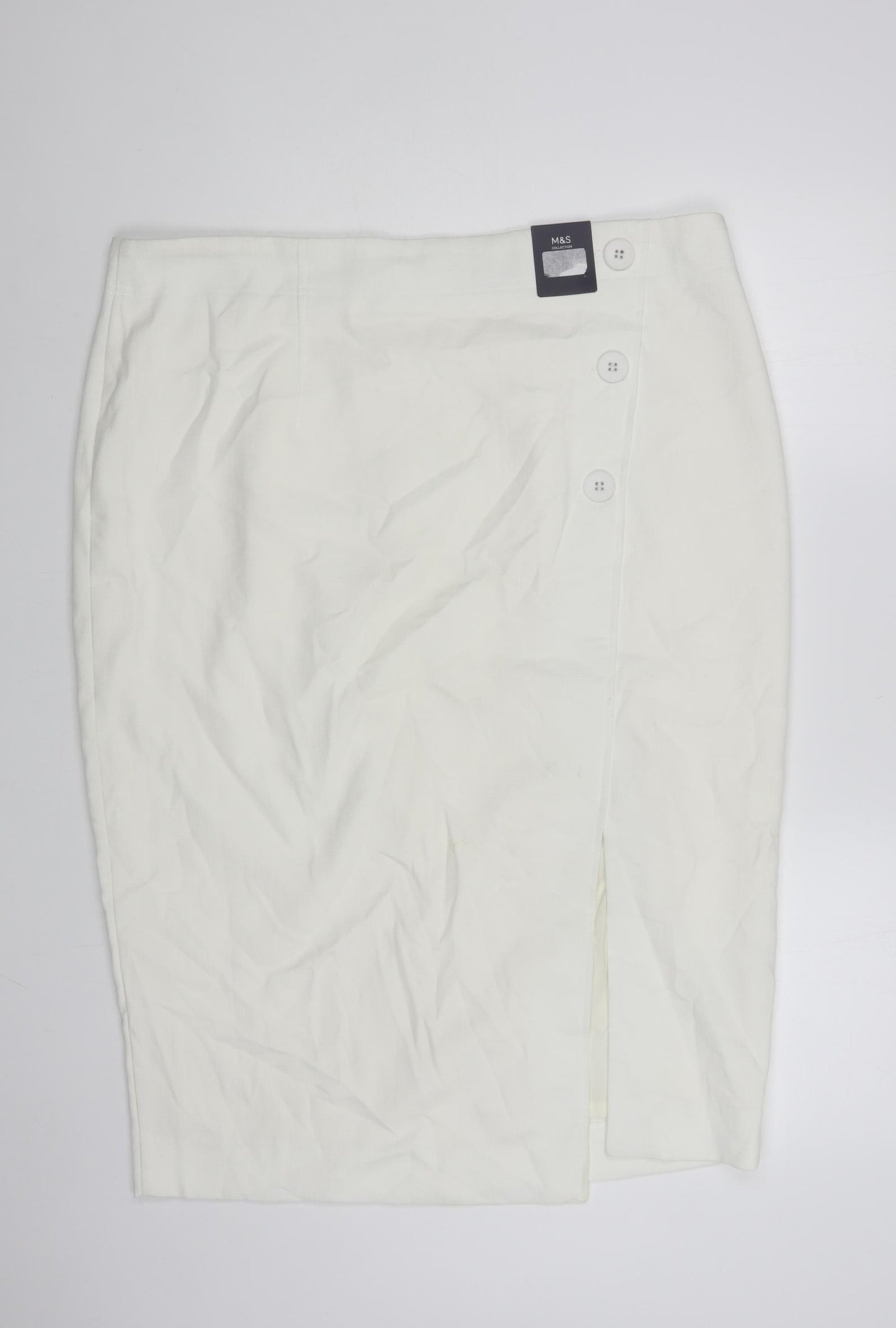 Marks and Spencer Womens White Polyester Straight & Pencil Skirt Size 20 Zip