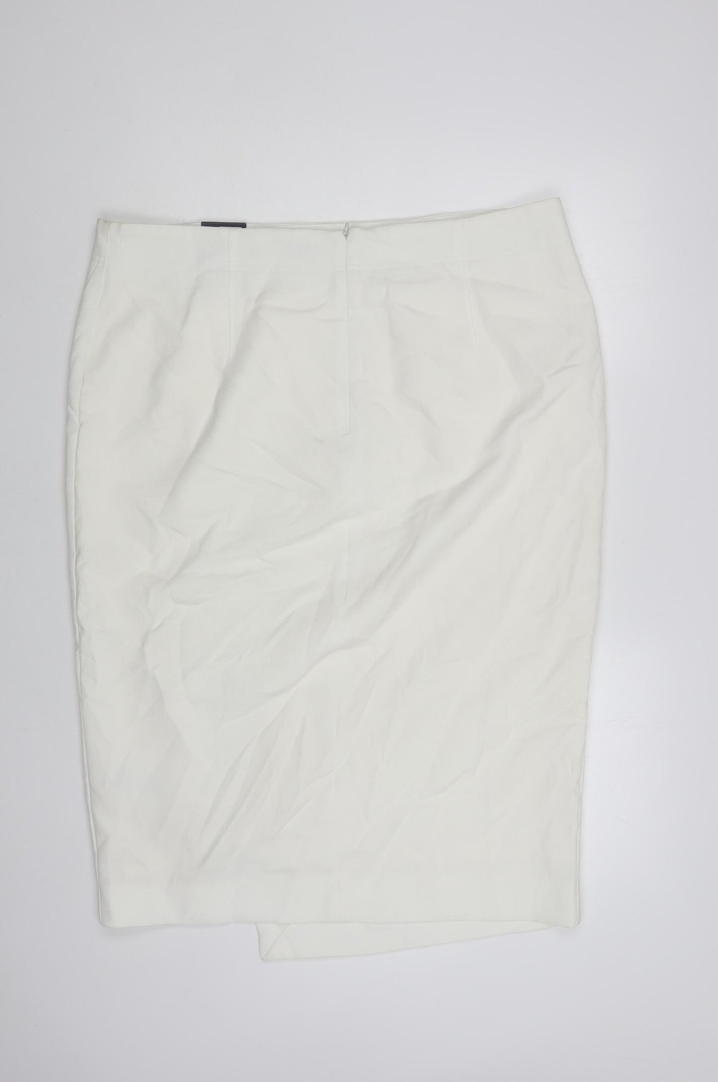 Marks and Spencer Womens White Polyester Straight & Pencil Skirt Size 20 Zip