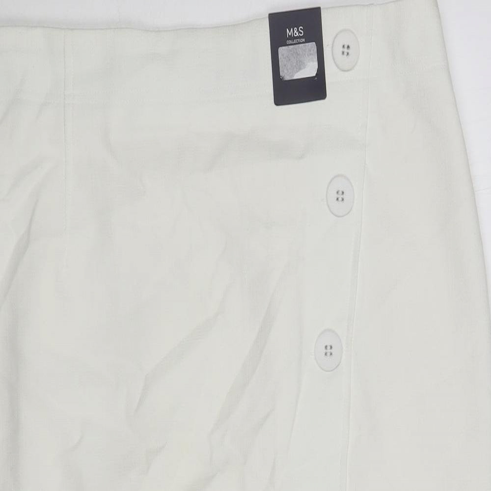Marks and Spencer Womens White Polyester Straight & Pencil Skirt Size 20 Zip