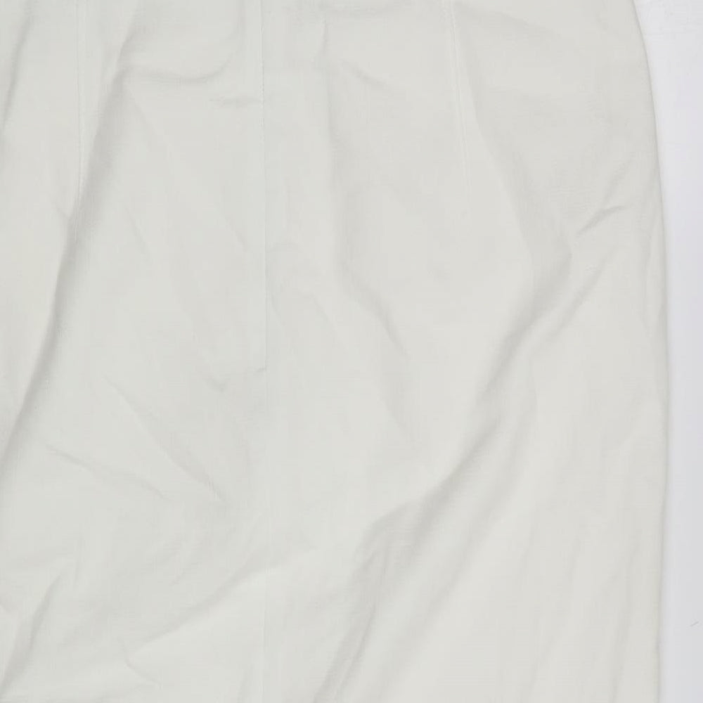Marks and Spencer Womens White Polyester Straight & Pencil Skirt Size 20 Zip
