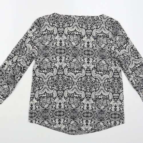 H&M Womens Grey Paisley Polyester Basic Blouse Size 8 Round Neck