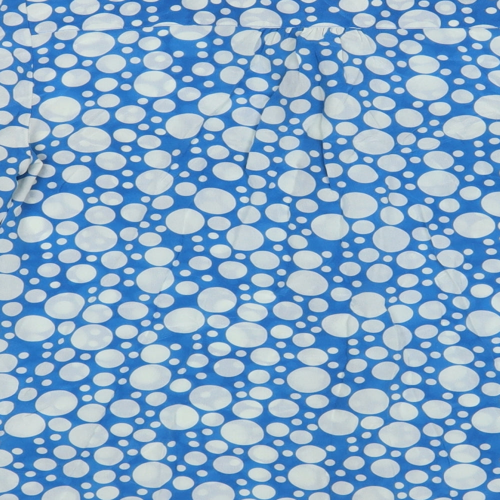 John Lewis Womens Blue Polka Dot Silk Basic Button-Up Size 10 Collared