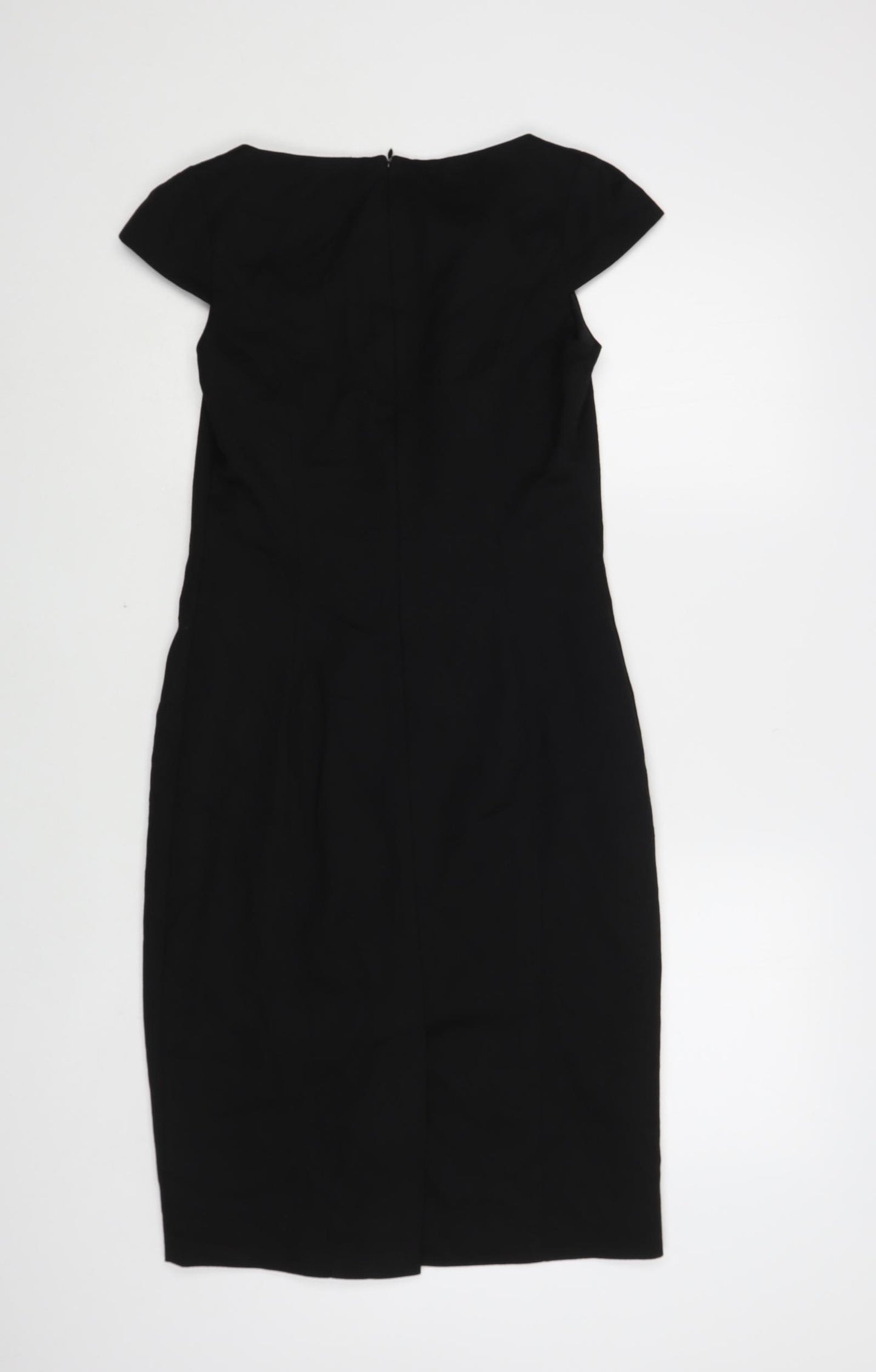 NEXT Womens Black Polyester Pencil Dress Size 8 Boat Neck Zip