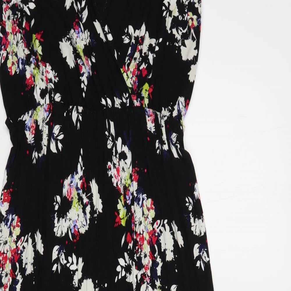 George Womens Black Floral Viscose Maxi Size 14 Boat Neck Pullover - Lace Detail