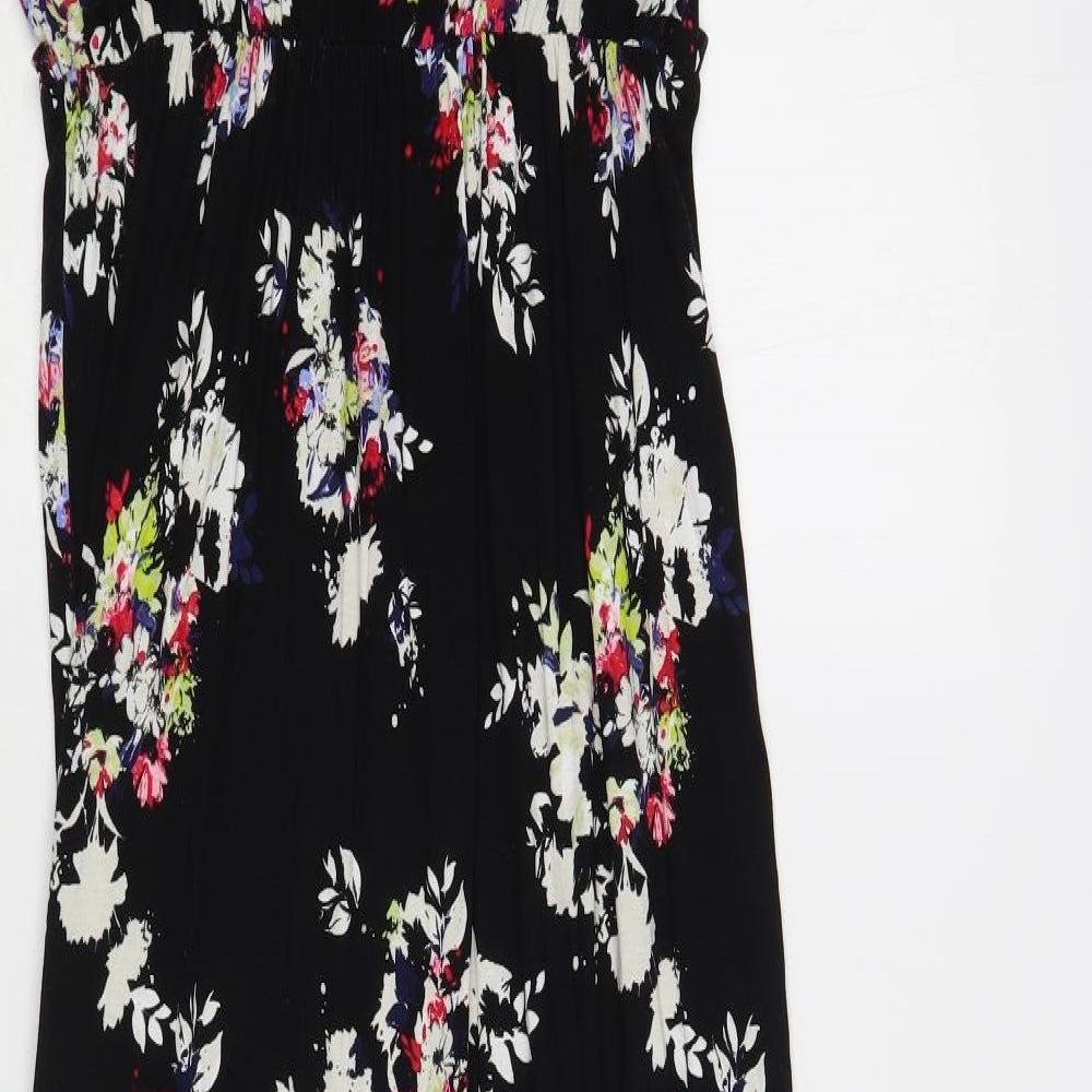George Womens Black Floral Viscose Maxi Size 14 Boat Neck Pullover - Lace Detail