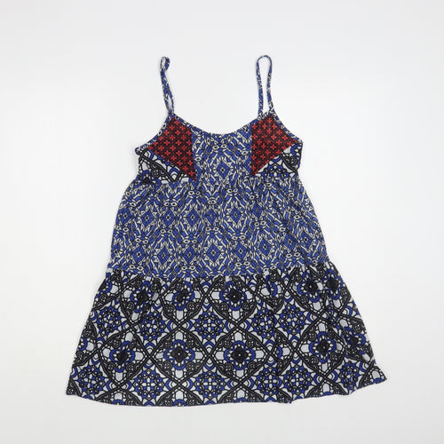 Topshop Womens Multicoloured Geometric Polyester Camisole Blouse Size 6 V-Neck