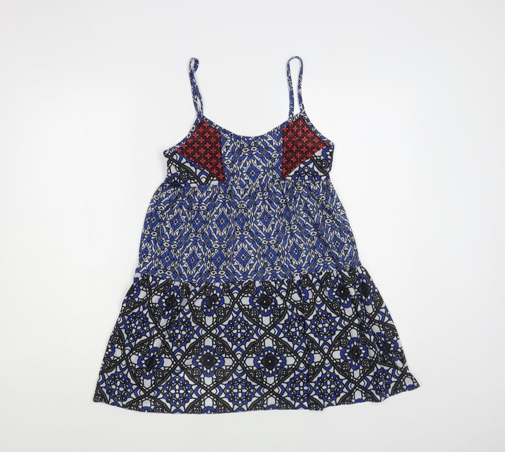 Topshop Womens Multicoloured Geometric Polyester Camisole Blouse Size 6 V-Neck