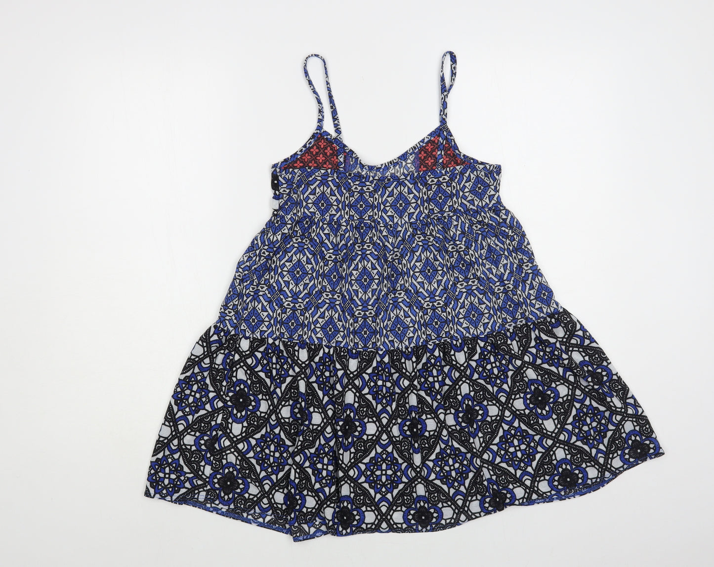 Topshop Womens Multicoloured Geometric Polyester Camisole Blouse Size 6 V-Neck