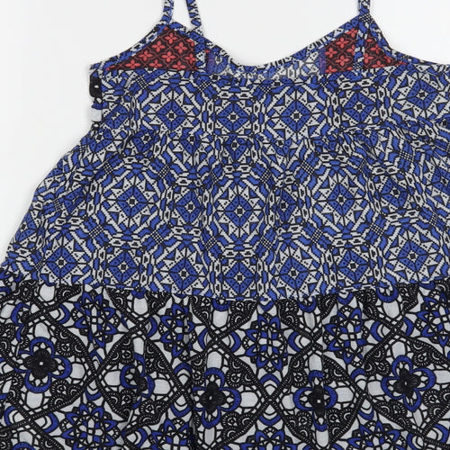 Topshop Womens Multicoloured Geometric Polyester Camisole Blouse Size 6 V-Neck