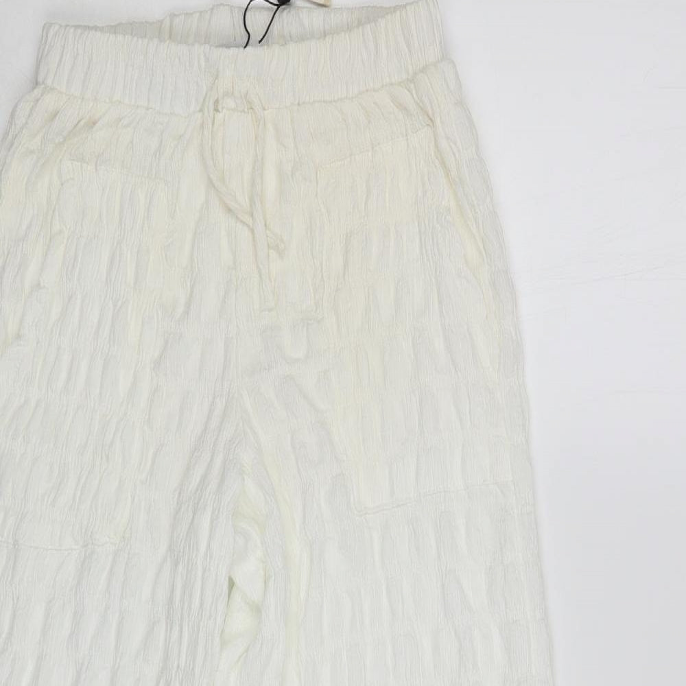 Zara Girls Ivory Polyester Jogger Trousers Size 10 Years Regular Drawstring - Textured