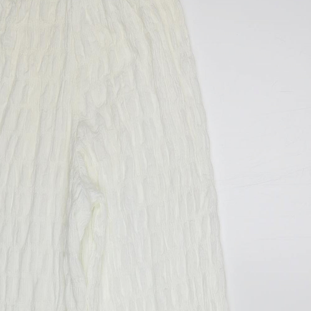Zara Girls Ivory Polyester Jogger Trousers Size 10 Years Regular Drawstring - Textured