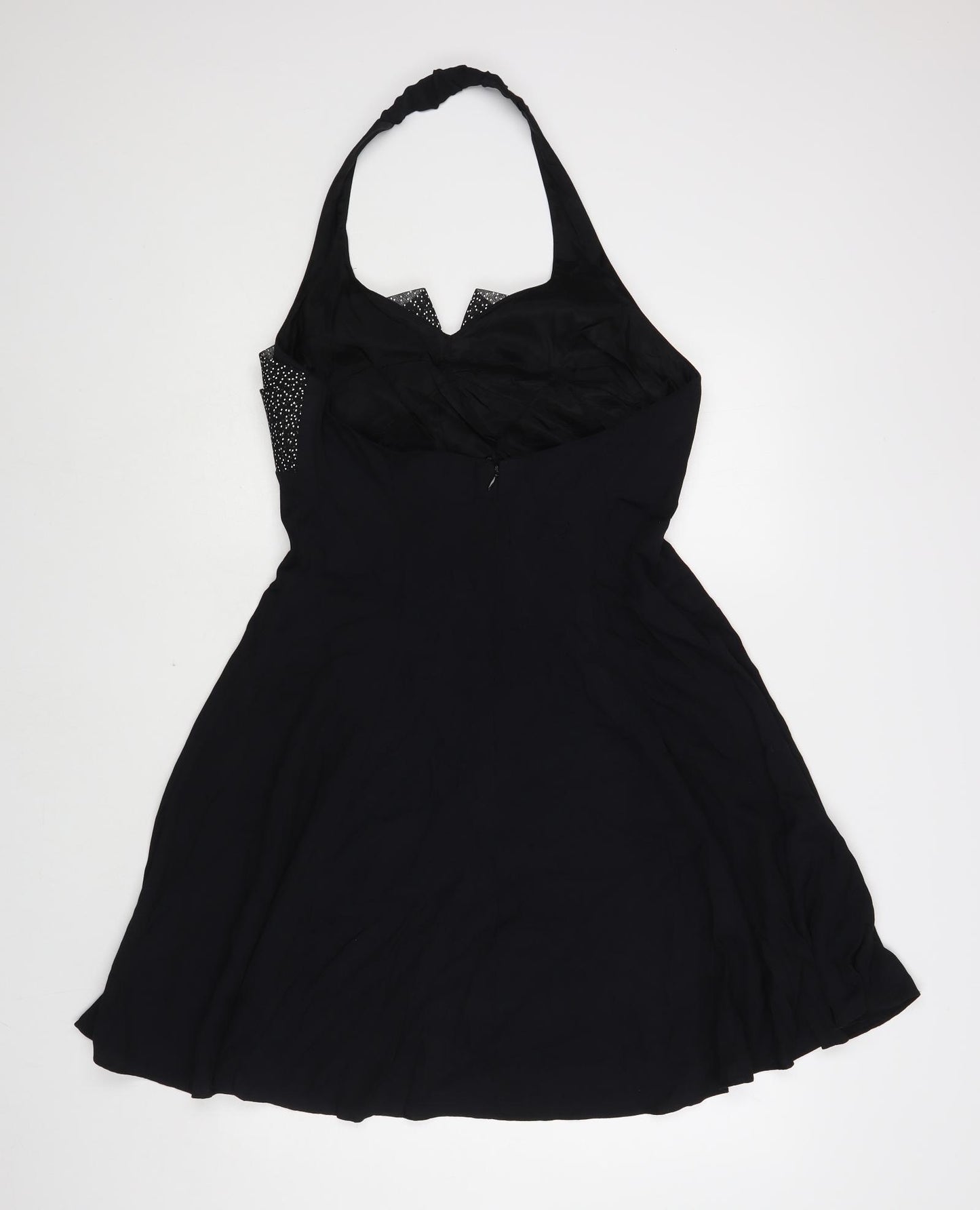 Late Edition Womens Black Acetate Skater Dress Size 10 Halter Zip
