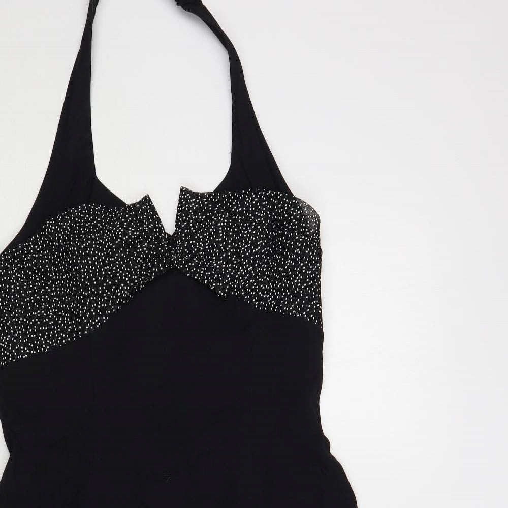 Late Edition Womens Black Acetate Skater Dress Size 10 Halter Zip