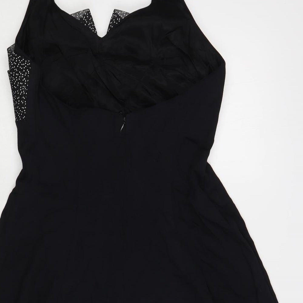 Late Edition Womens Black Acetate Skater Dress Size 10 Halter Zip