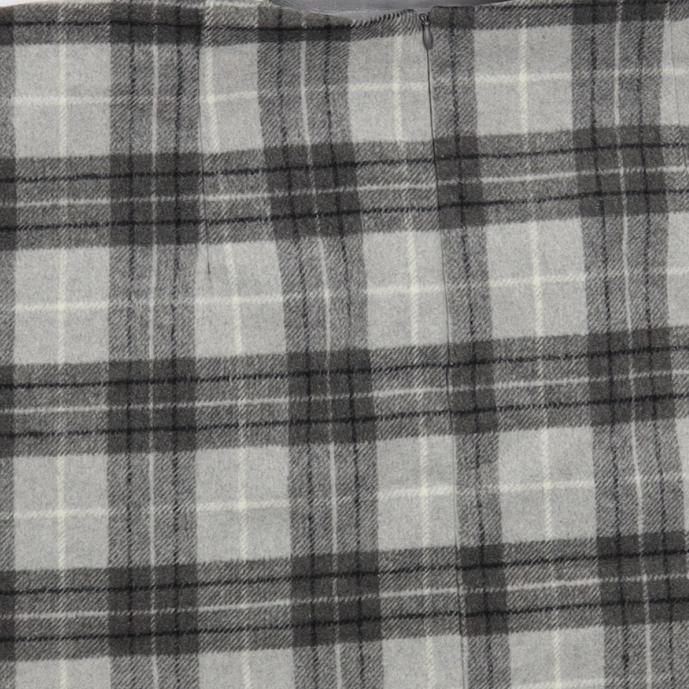 Primark Womens Grey Plaid Acrylic Mini Skirt Size 16 Zip