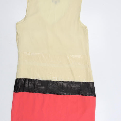 Warehouse Womens Multicoloured Colourblock Polyester Shift Size 14 V-Neck Pullover