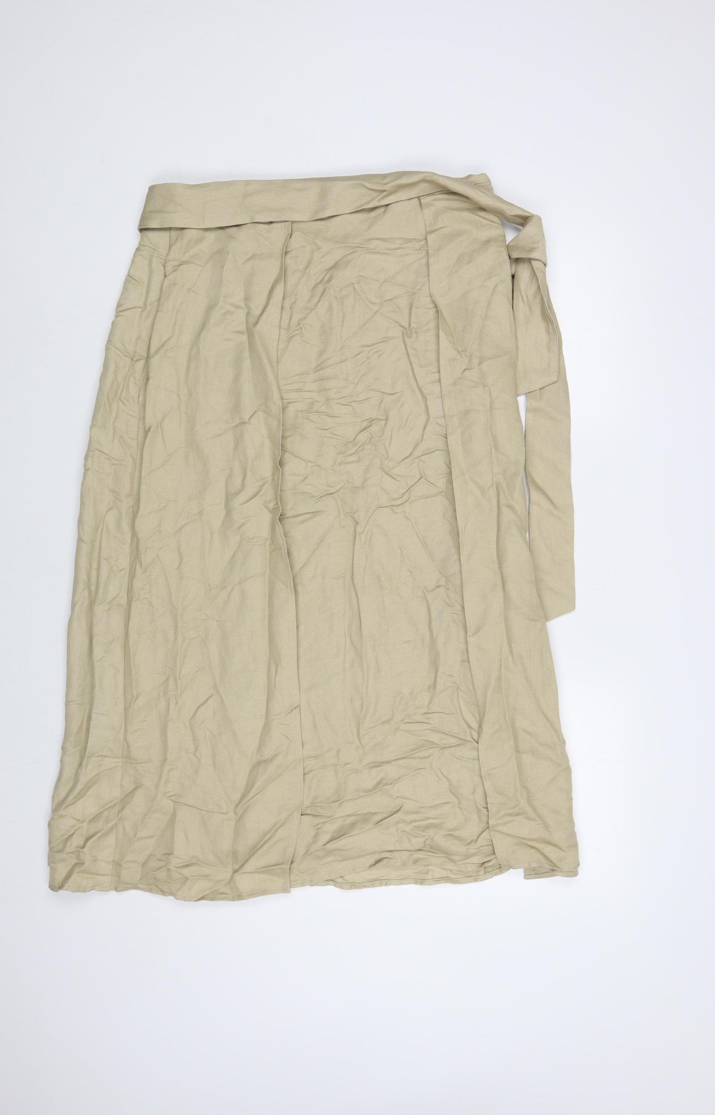Mango Womens Beige Viscose A-Line Skirt Size 14 Tie
