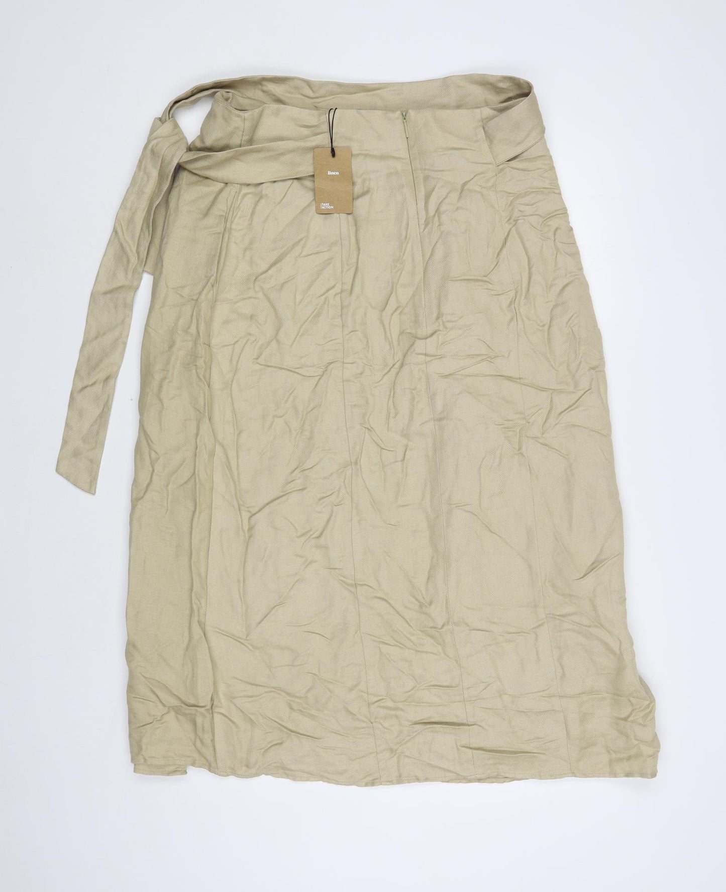 Mango Womens Beige Viscose A-Line Skirt Size 14 Tie