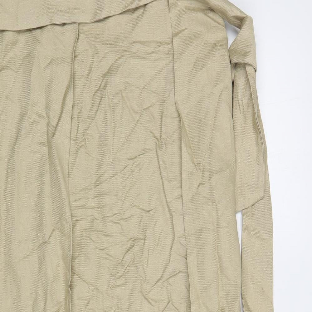 Mango Womens Beige Viscose A-Line Skirt Size 14 Tie