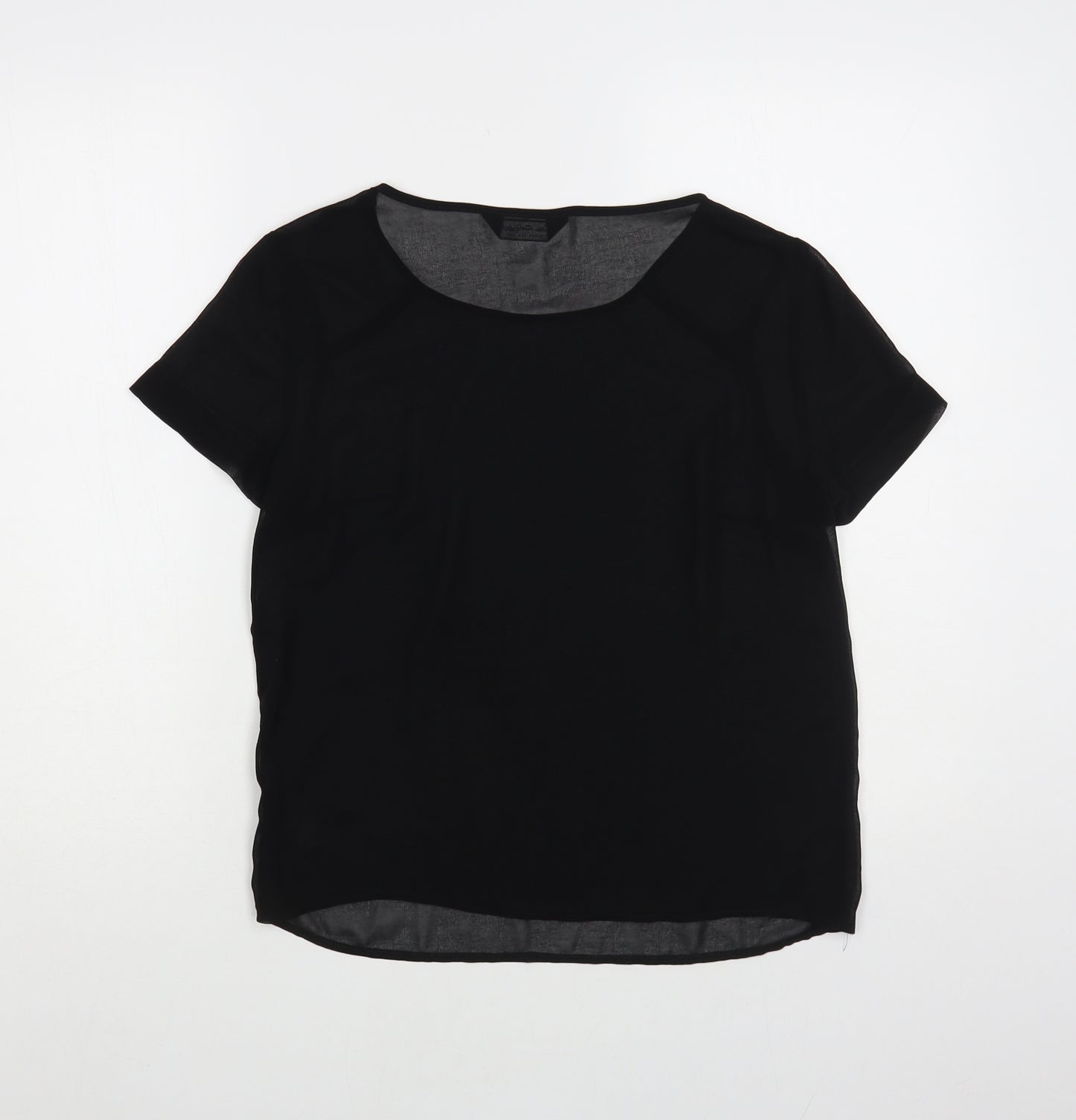 Miss Selfridge Womens Black Polyester Basic Blouse Size 8 Round Neck