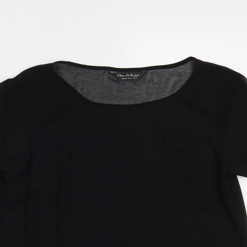 Miss Selfridge Womens Black Polyester Basic Blouse Size 8 Round Neck