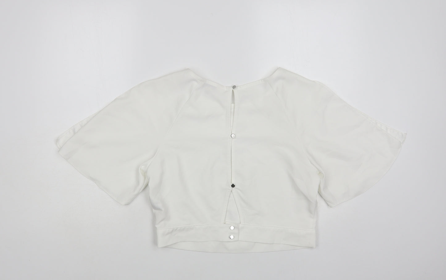 Miss Selfridge Womens White Polyester Basic Blouse Size 14 Round Neck