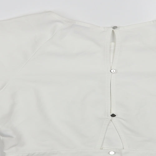Miss Selfridge Womens White Polyester Basic Blouse Size 14 Round Neck