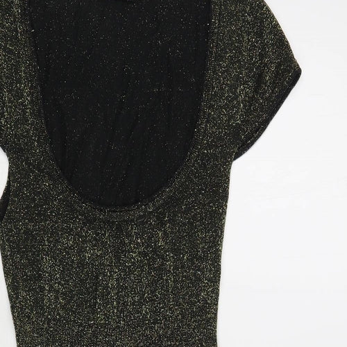 Miss Barbara Womens Black Polyester A-Line Size S Scoop Neck Pullover