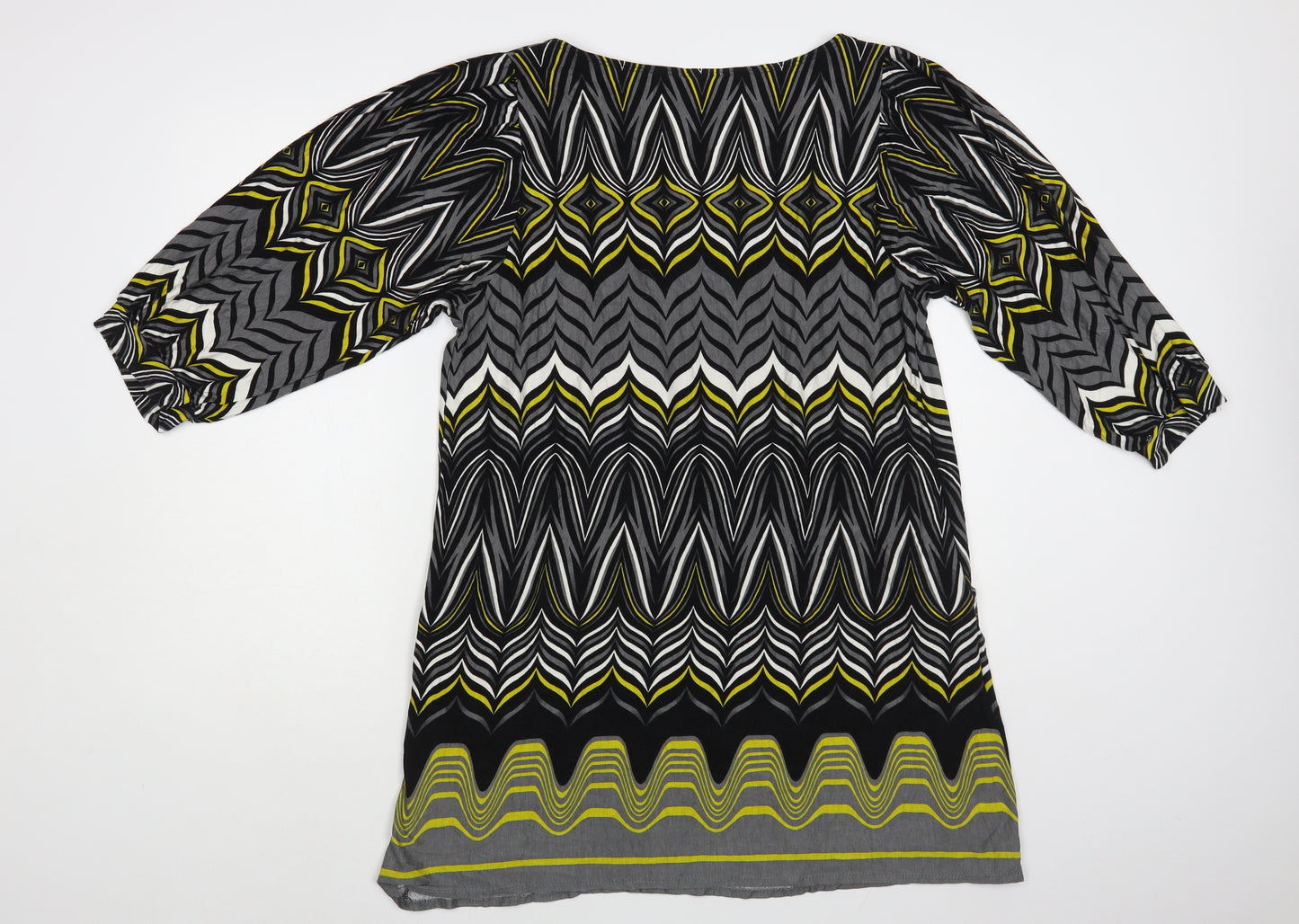 Wallis Womens Multicoloured Geometric Viscose Tunic Blouse Size L Square Neck