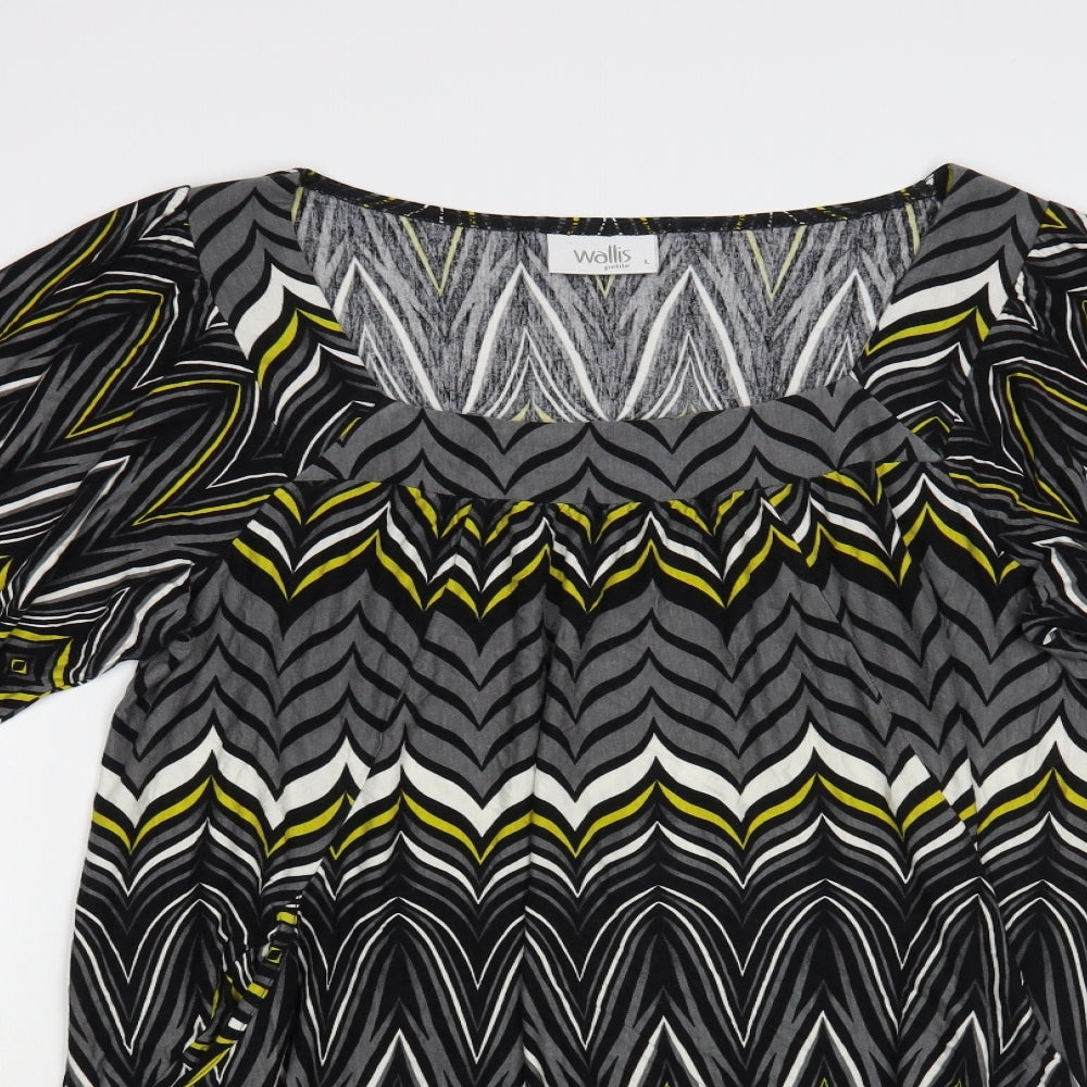 Wallis Womens Multicoloured Geometric Viscose Tunic Blouse Size L Square Neck