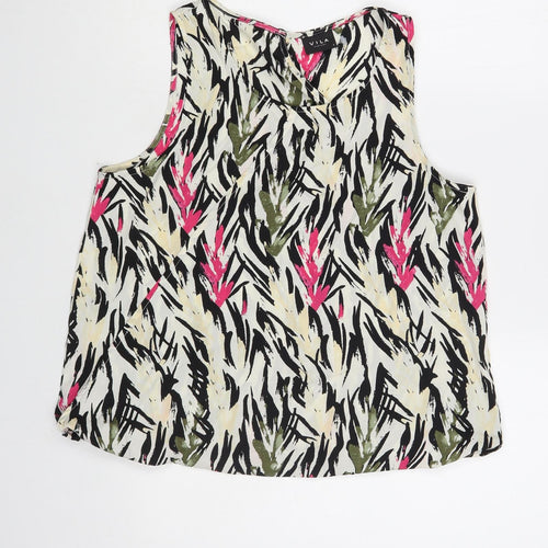 VILA Womens Multicoloured Geometric Polyester Basic Blouse Size S Scoop Neck