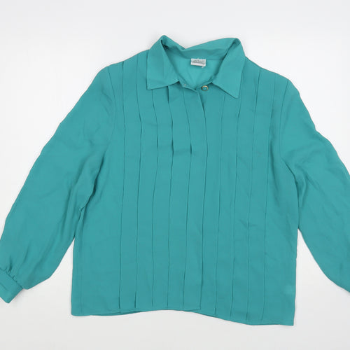 Elsie Womens Green Polyester Basic Button-Up Size M Collared