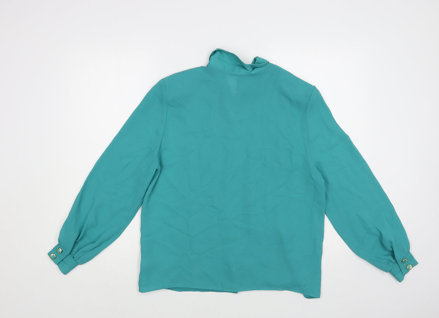 Elsie Womens Green Polyester Basic Button-Up Size M Collared