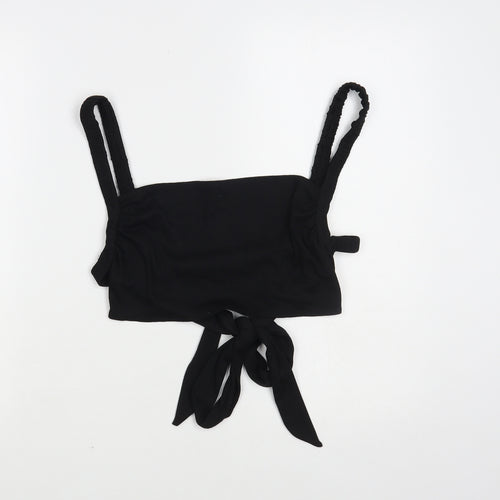 SheIn Womens Black Polyester Cropped Tank Size L Square Neck - Open Back