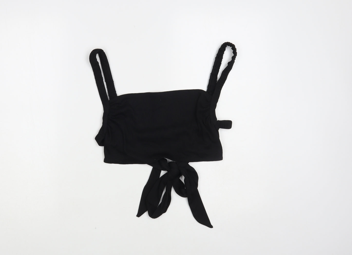 SheIn Womens Black Polyester Cropped Tank Size L Square Neck - Open Back